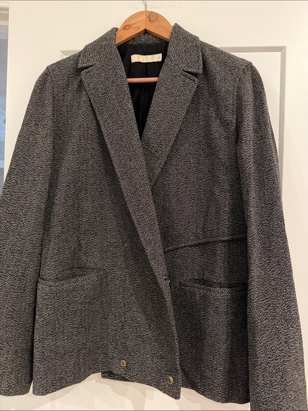 Chloe 100% wool Women’s Gray Textured Blazer Jacket
